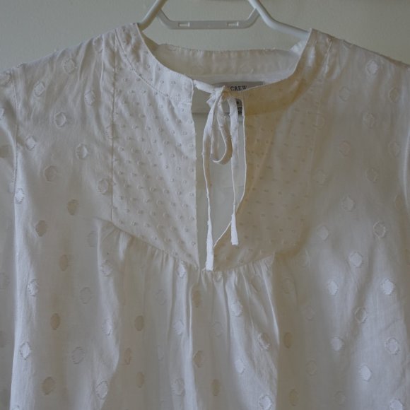 JCrew J. Crew #A5545  Tie Swiss Dot Peasant popover Blouse top white size 0 XS - Picture 6 of 13